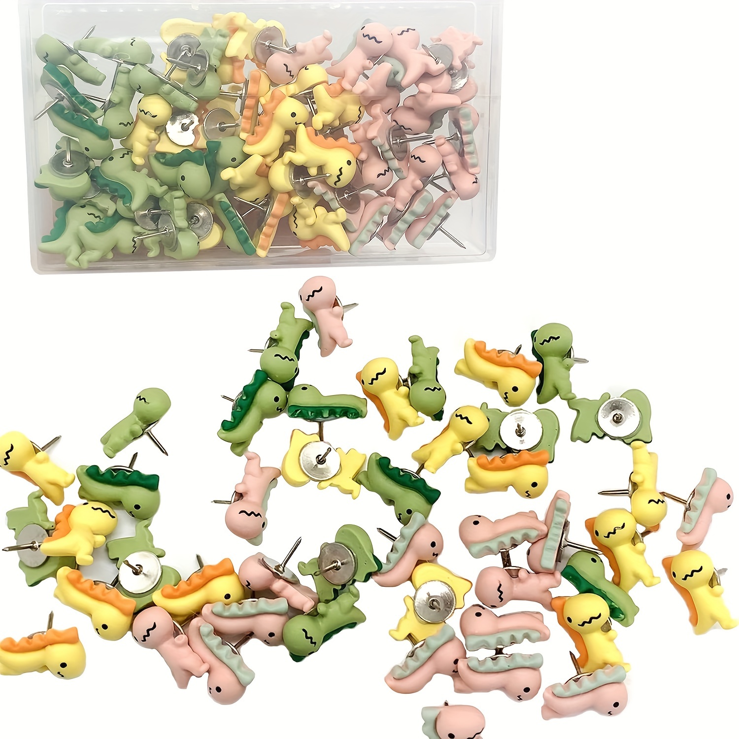 

30pcs Dinosaur Push Pins, Cute Animal Drawing Pins Mixed Color Dinosaur Thum Btacks Resin Pushpin For Bulletin Board Fixed Photo Postcard Thumbtack Tools