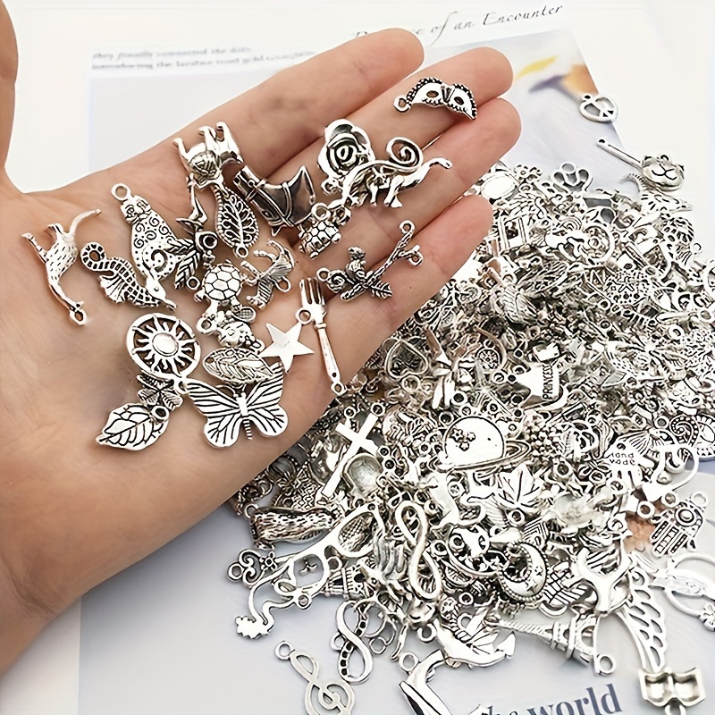 Metal Alloy Silver Charm Pendant Beads For Diy Handmade - Temu