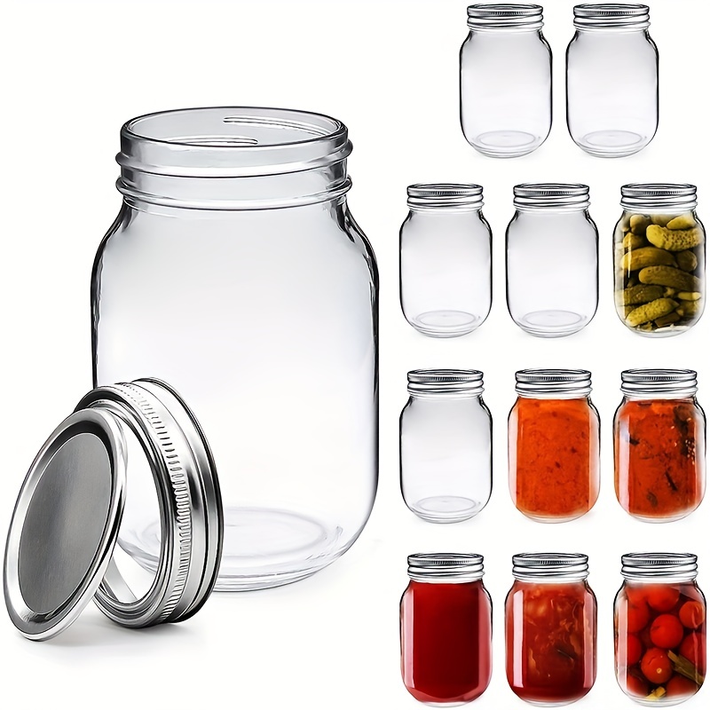 10 oz Mason Jars, 24 Pack 300ml Glass Canning Jars with Regular Mouth Lids, Glass Jars Storage Containers for Overnight Oats, Jam, Jelly, Honey, Beans