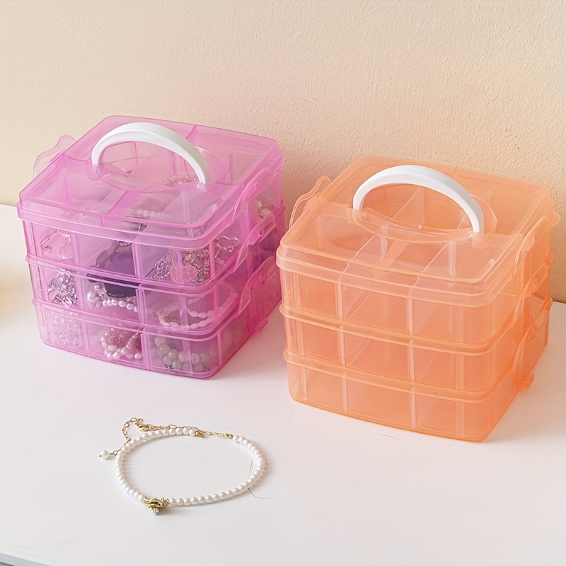 3 Layers 18 Compartments Clear Storage Organizer Container Jewelry