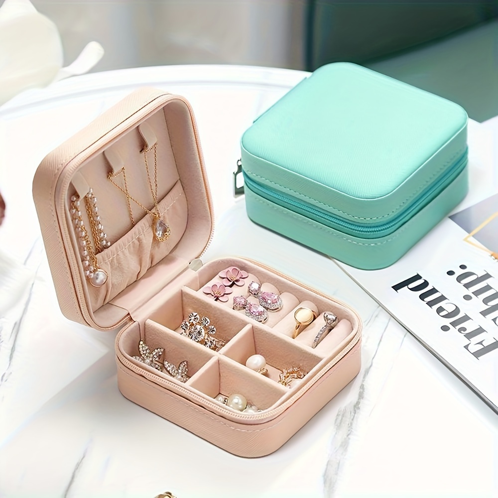 1pc portable jewelry box anti oxidation travel zipper storage box home decoration christmas gift new year gift valentines day gift gift for women details 0