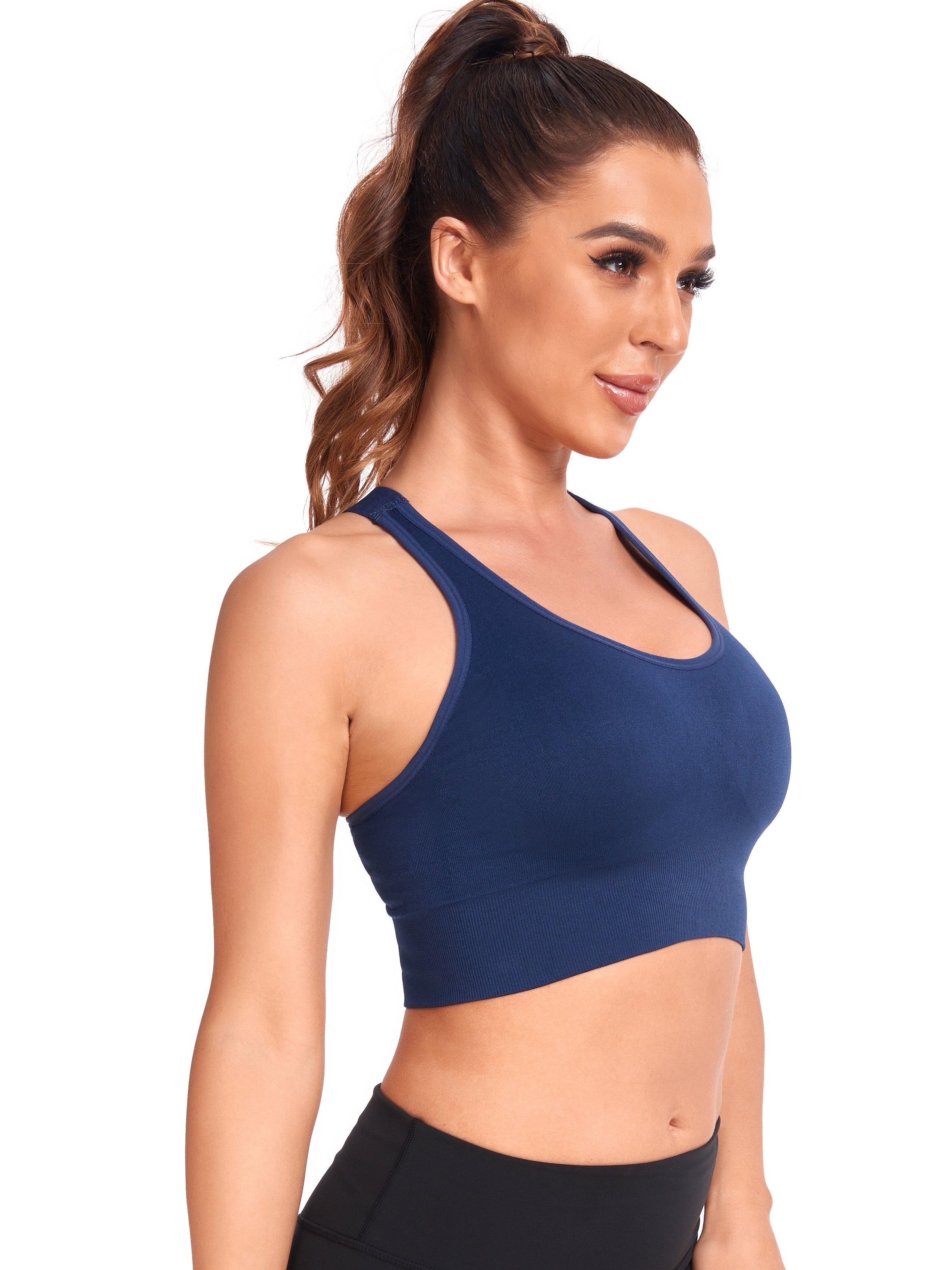 Criss-Cross Back Sports Bra for Women, Back Support Hook Closure Tank Top,  with Removable Cup, Running Yoga Workout (Color : Blue, Size : Small)