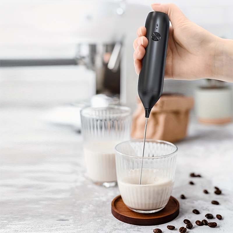  White Milk Frother USB Rechargeable Electric Handheld Foam  Maker with 2 Stainless Steel Whisk for Bulletproof Coffee Protein Drinks  Matcha Coffee Whisk: Home & Kitchen