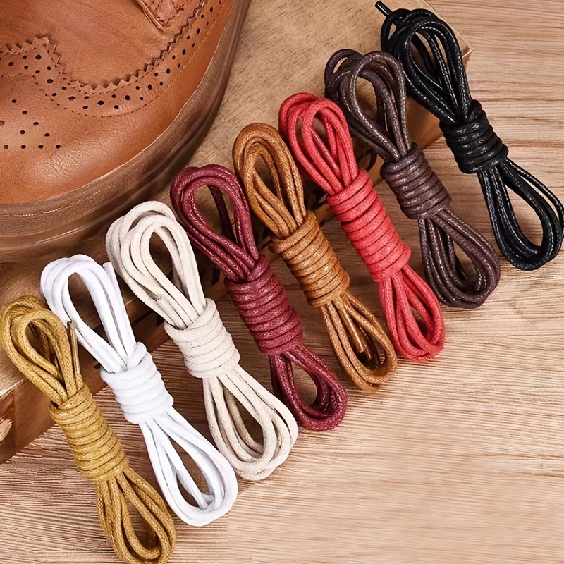 1Pair Cotton Waxed Shoelaces Round Oxford Shoe laces Boots Laces Waterproof Leather  Shoelace Length 60/80/