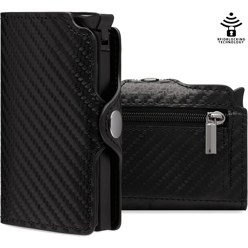 

Elegant, Sleek Men's Rfid-blocking Aluminum Wallet With Zippered Card Holder - Slim, Credit & Id Organizer