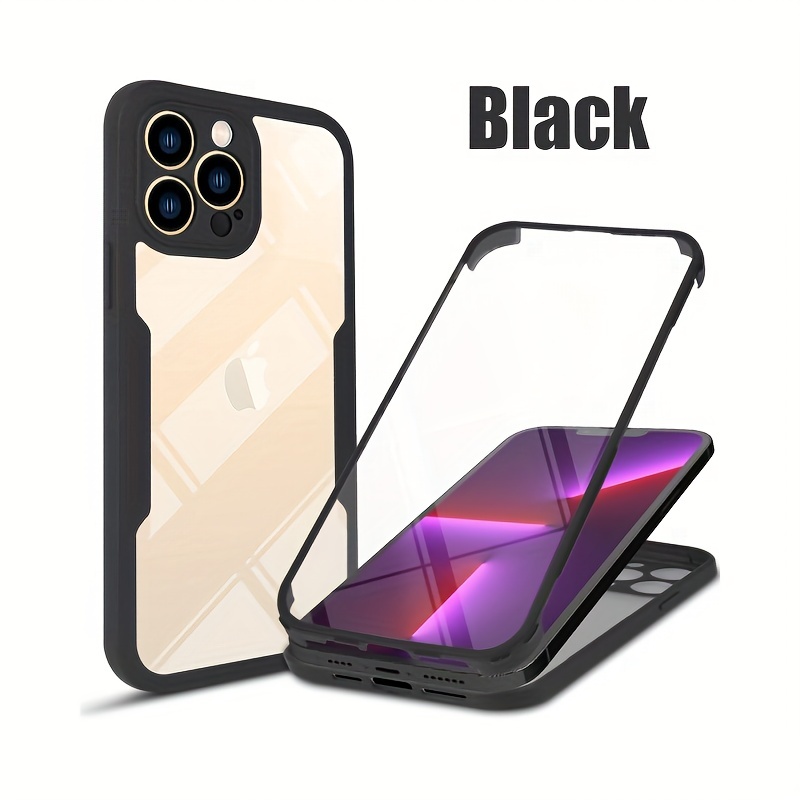 360 full protection transparent phone case for iphone 14 pro max front soft film hard back cover for iphone 11 12 13 15 pro max x xs xr 8 7 plus mini se case details 6