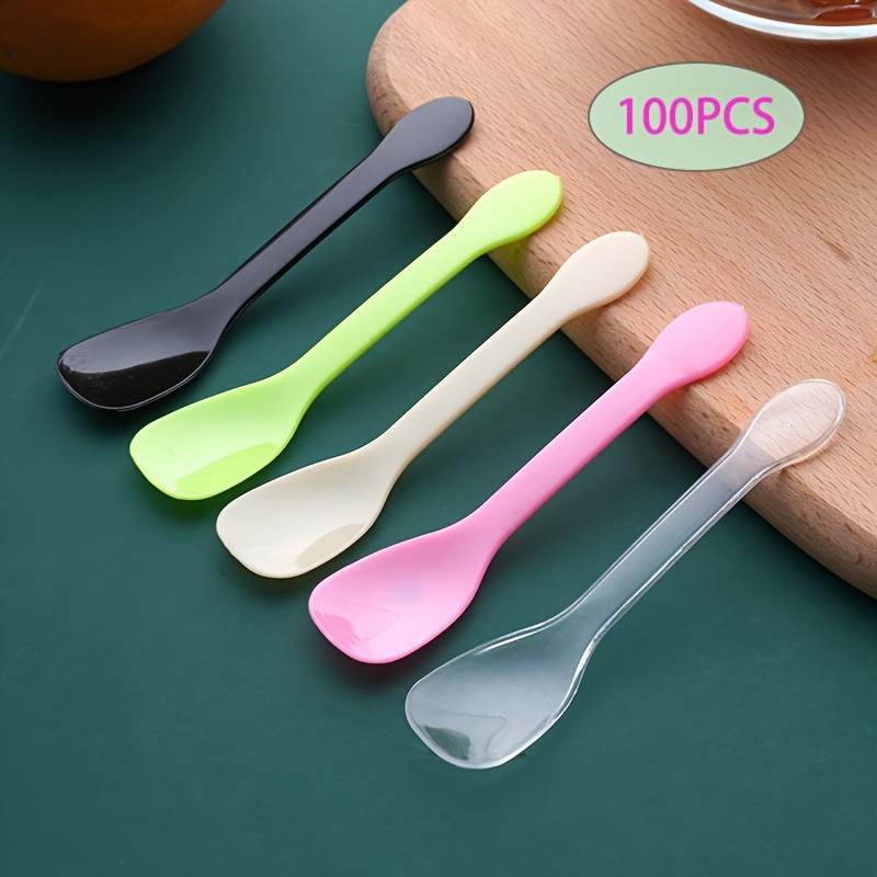 Tiny Spoons for Spices 100Pcs Plastic Measuring Spoon Powder Spoon Long  Handled Cosmetics Scoop