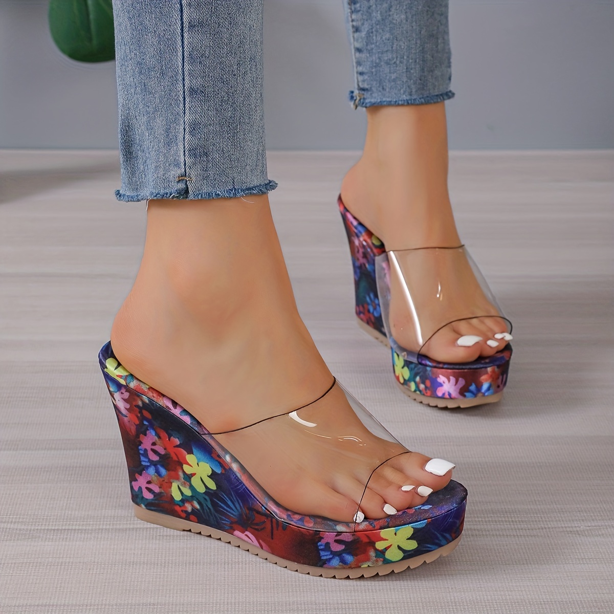 Wedge on sale glass heels