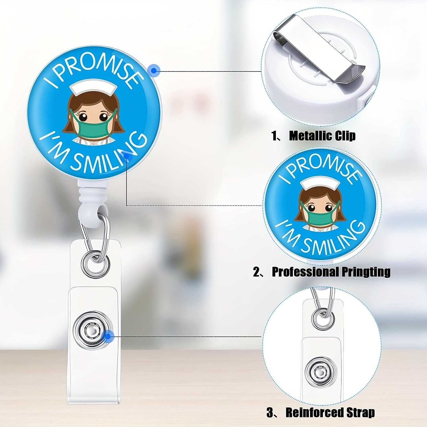 6 Pack Retractable Badge Holder with Reel Clip Office ID for