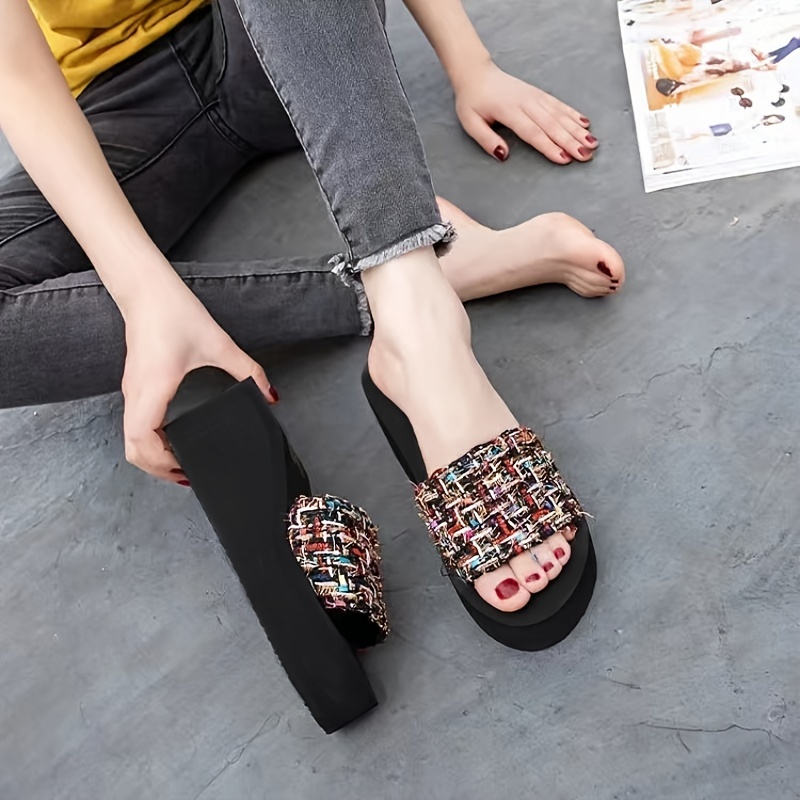 Womens tweed slippers hot sale