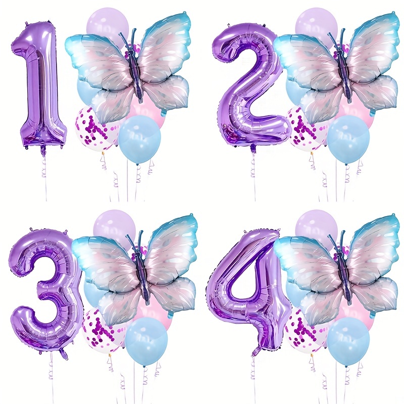 150pcs Purple Balloon Guirlande Kit avec autocollants papillon Boulier  Aluminium, Macaron Blanc Métallisé Violet Confetti Ballons Arche Pour  Anniversaire Mariage Anni