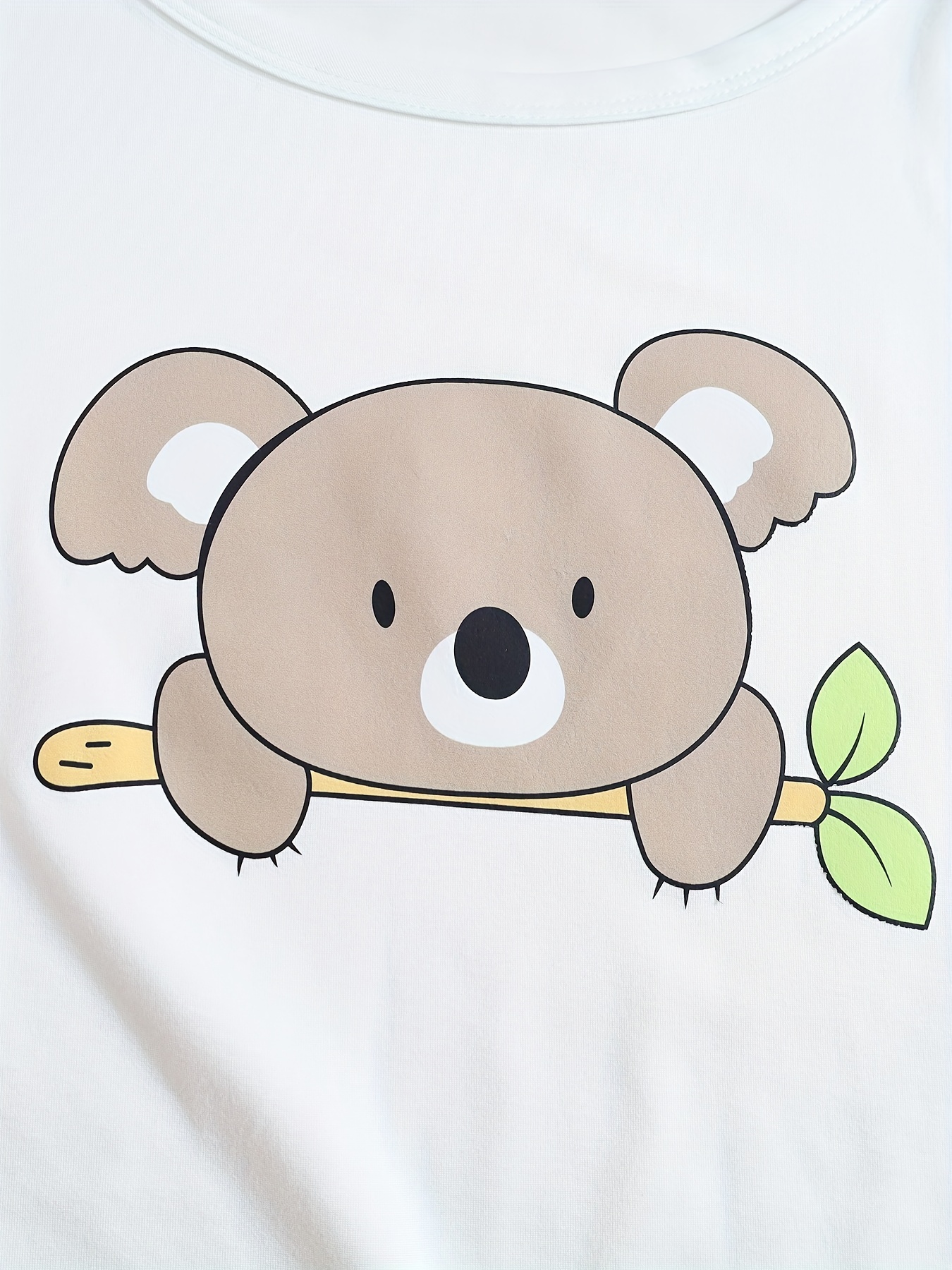 Cartoon Koala Print Pajama Set Short Sleeve Crew Neck Top - Temu