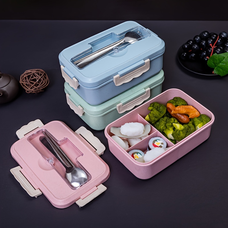 Lunch Box With Cutlery Set Portable Bento Box Student Office - Temu