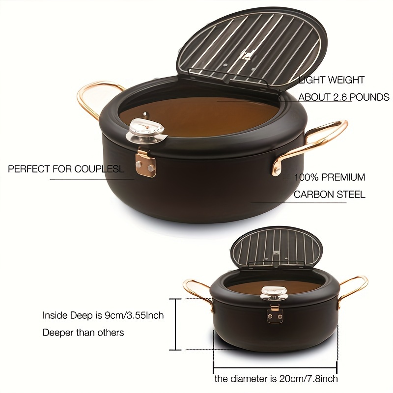 Carbon Steel Fry Pan Thermometer, Carbon Steel Frying Pot