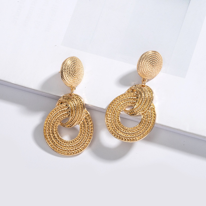 Vintage Exaggerated Circle Metal Earrings for Women