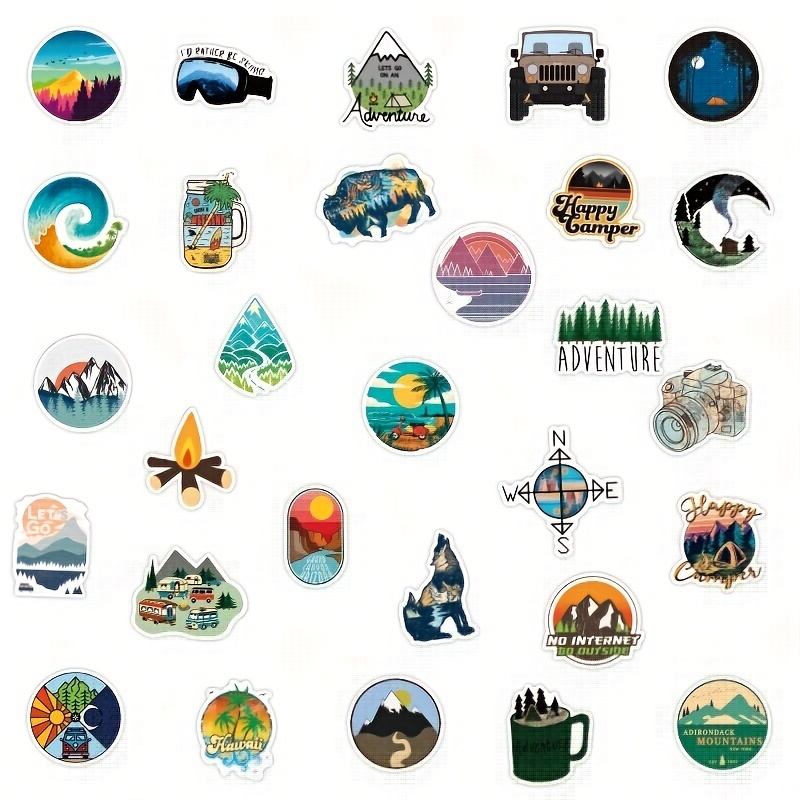 Stickers Water Bottles Outdoor Nature Stickers Camping Temu