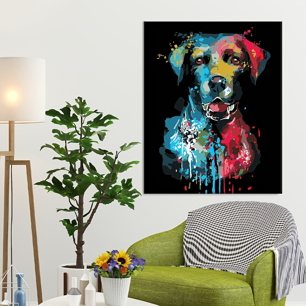 Colorful dog canvas outlet art