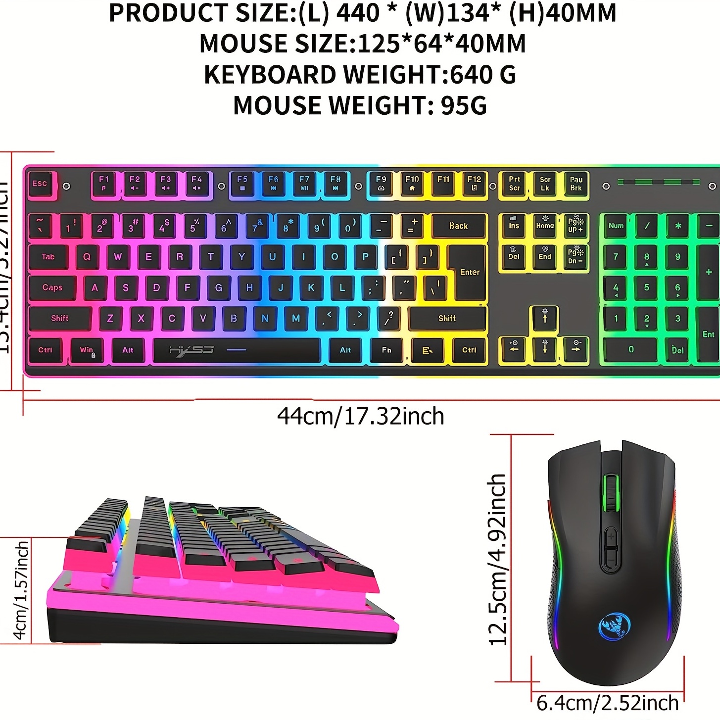 Combo Teclado Mouse Inalámbricos Juegos 87 Teclas Rainbow - Temu Mexico