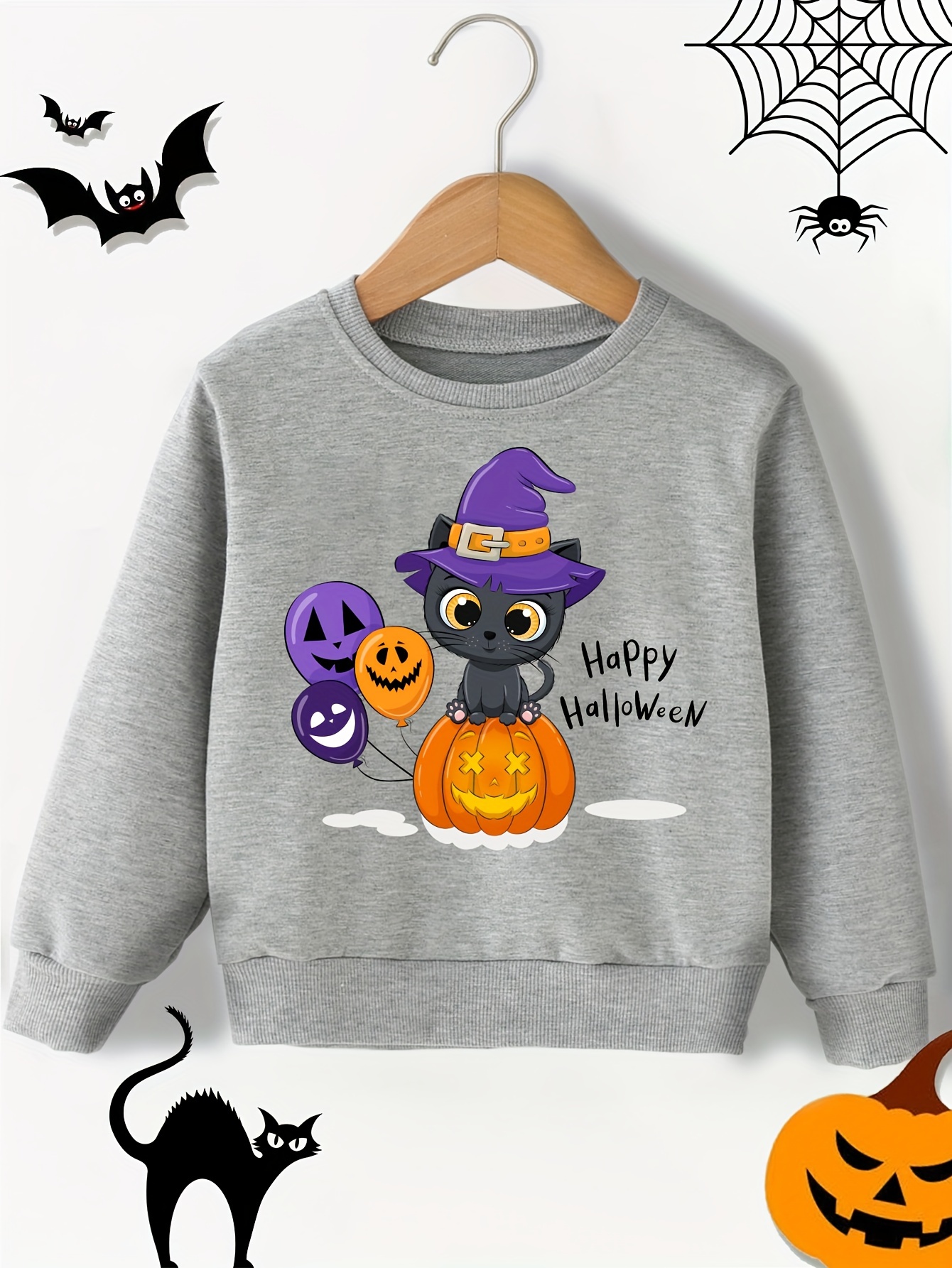 Fille Halloween Lune Et Citrouille Graphique Pull Sweat Enfant ado