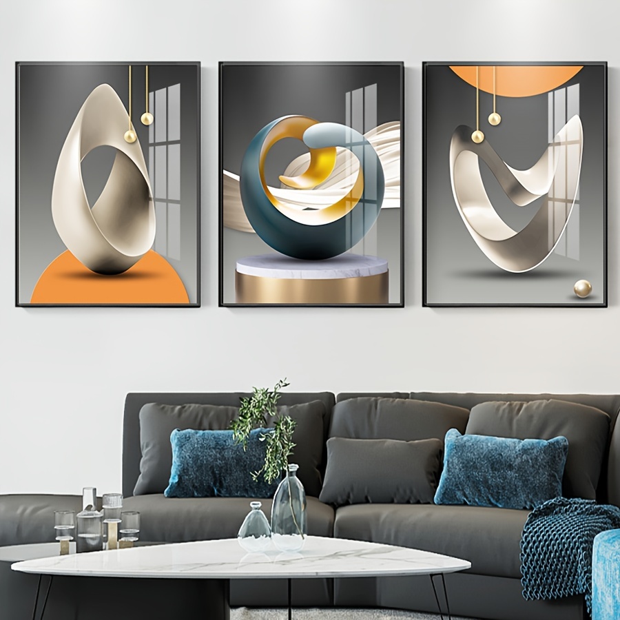 Modern 3D Abstract Arch Wall Decor Geometric Canvas Painting Art with Frame  Living Room
