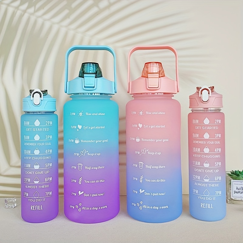 Gradient Water Bottle Set Portable Leakproof Bpa Free - Temu