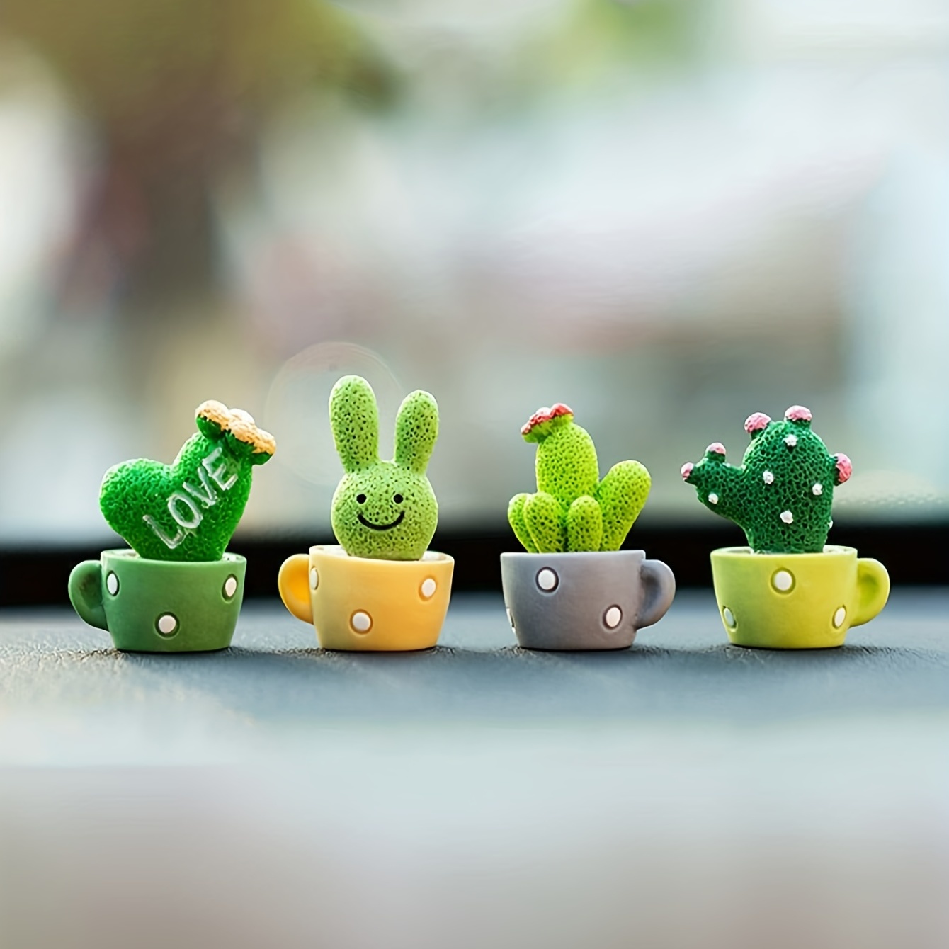 

4pcs/1set, Mini Artificial Succulent Plants In Ceramic Pots, Colorful Car Dashboard Decorations, Car Interior Accessories