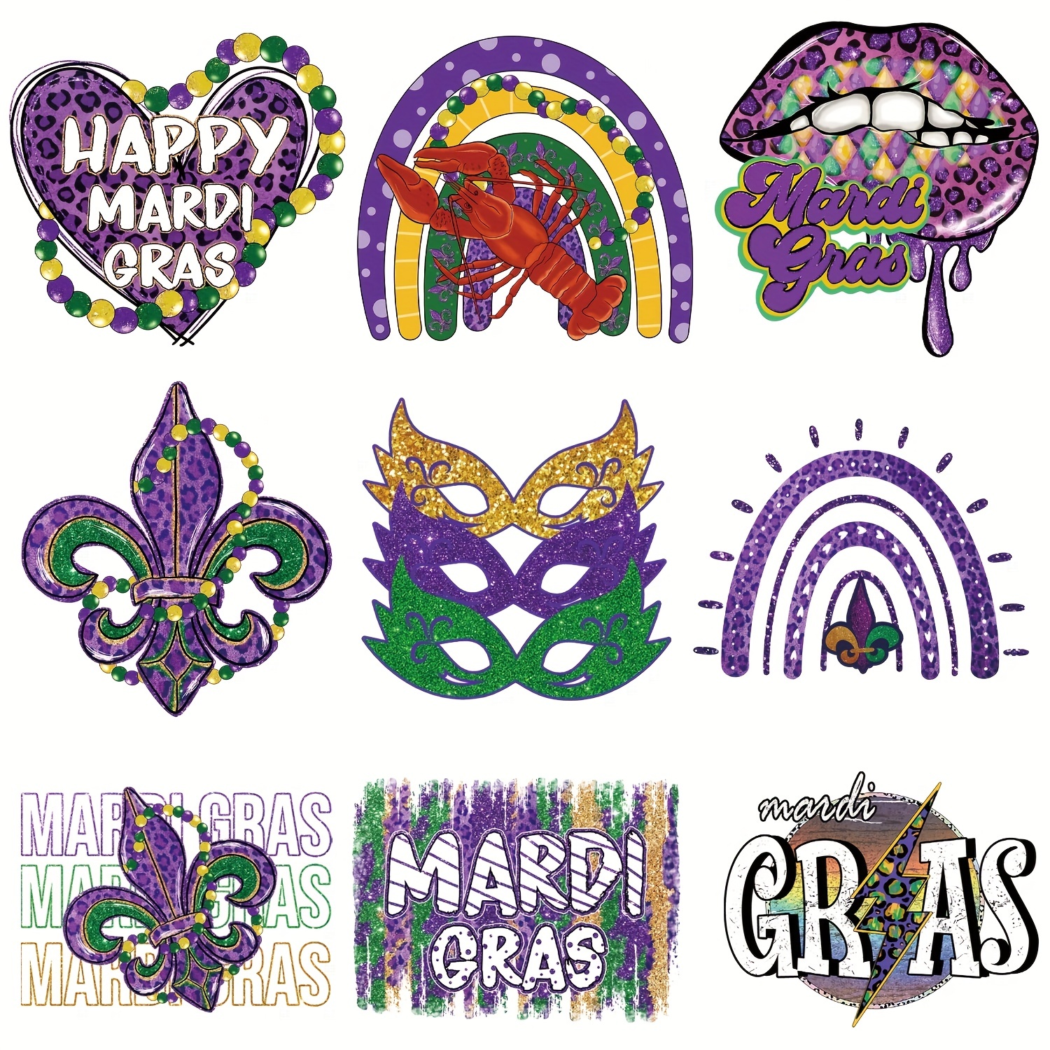 Mardi Gras Iron on Patches for Clothes Thermoadhesive Patches Thermal  Patches for Clothing Heat Transfer Stickers for T Shirt