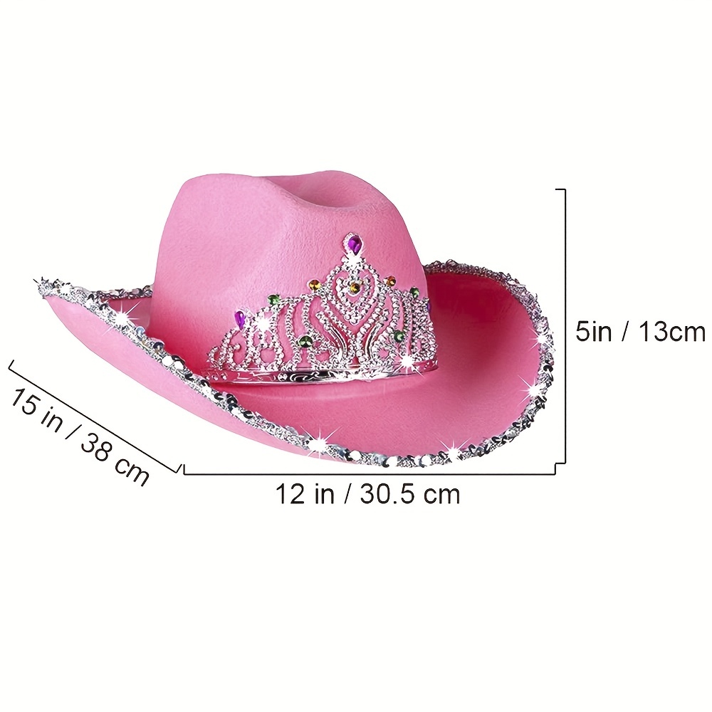 Cappello da Cowboy rosa con Tiara Crown Cappello da Cowgirl per Costume da  Donna