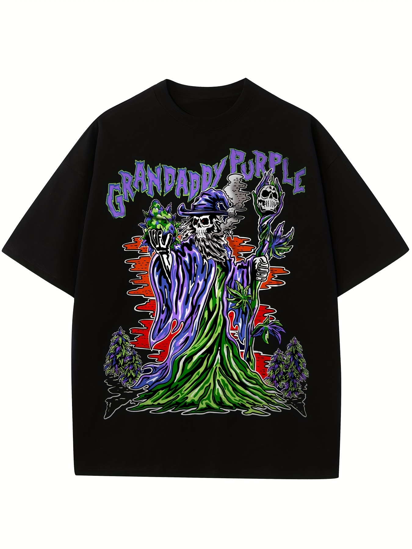 Grandaddy Purple Skull Printed Cotton T shirt Men's Summer - Temu Canada
