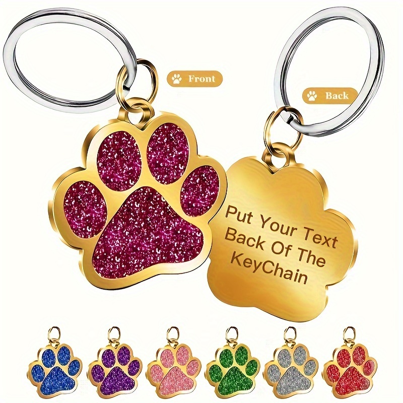 

Personalized Dog Tags, Blank Cat Tags, Custom Pet Id Tags, Sparkling Paw Print Dog Collar Tags, Glitter Paw Print Custom Pet Id Tags For Dogs Cats