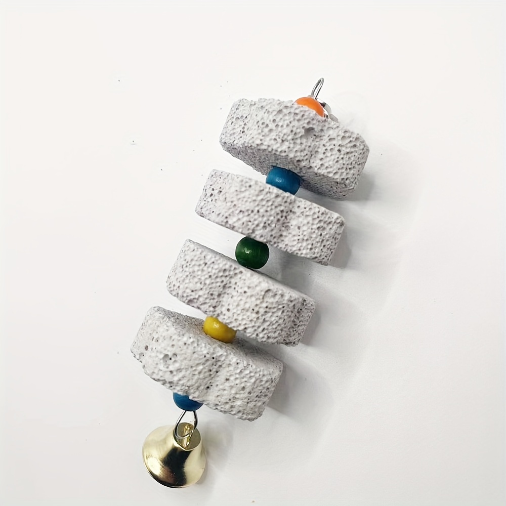Parrot Chewing Toy - Bird Beak Grinding Stone with Bell And Calcium Supplement Mineral Food String. Bird Toys, Bird Cage Additions, Suitable for a Variety of Small Animal Toys