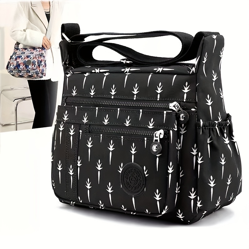 Trendy Graphic Print Nylon Crossbody Bag – Large Capacity Multi Pocket Purse & Casual Daily Shoulder Bag