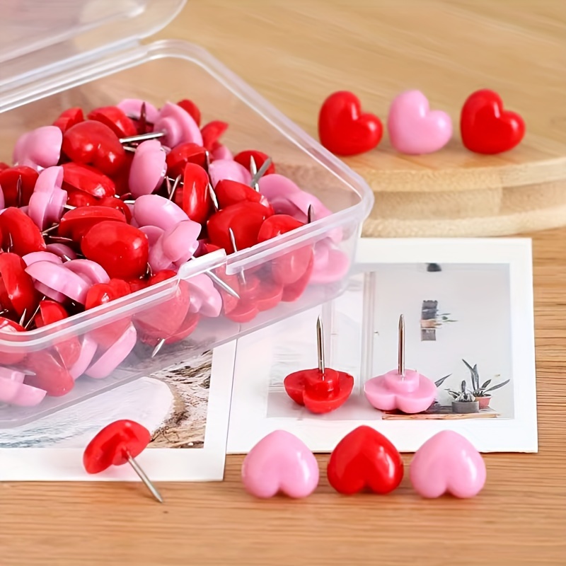 50 Pieces Heart Clear Push Pins For Cork Board, Transparent Heart Shaped  Thumb Tacks Plastic Decorative Push Pins For Posters, Office, Photo Maps,  Sch