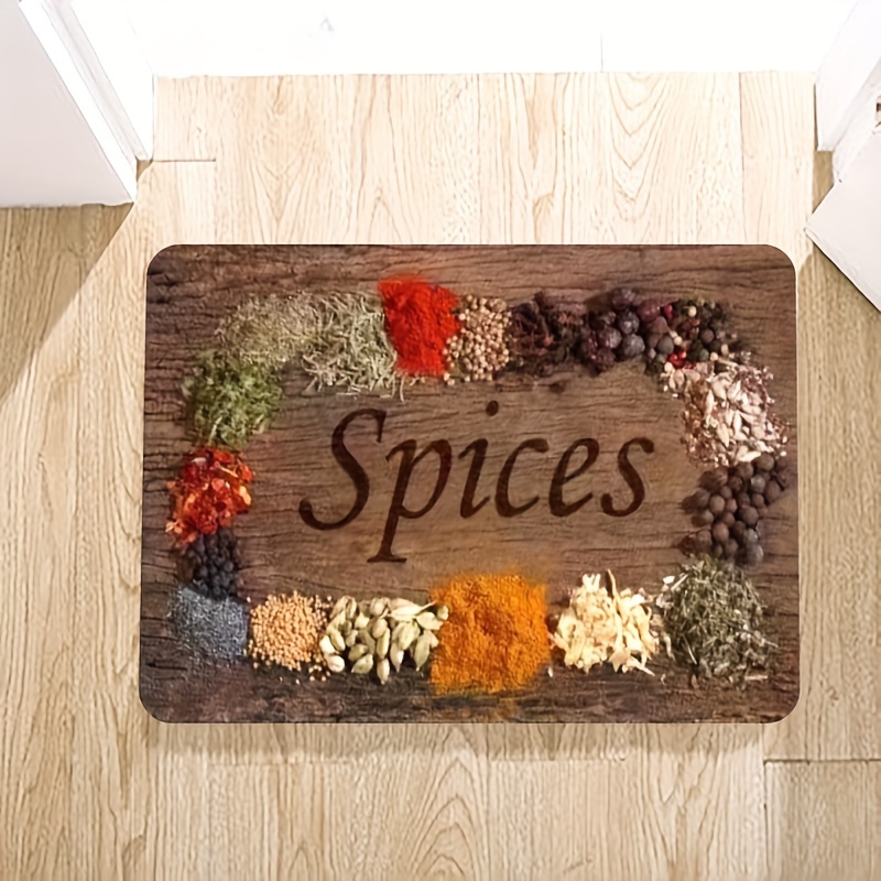 Herbs Spices Long Carpet Anti-Skid Kitchen Mat Doormat Hallway Decorative  Rug