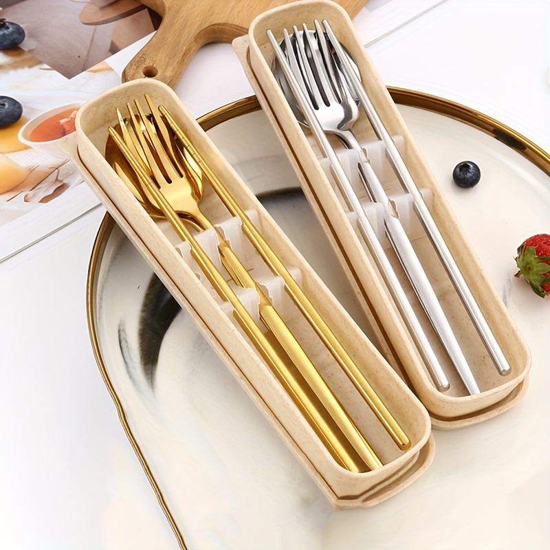 Stainless Steel Cat Claw Spoon And Fork Set With Storage - Temu