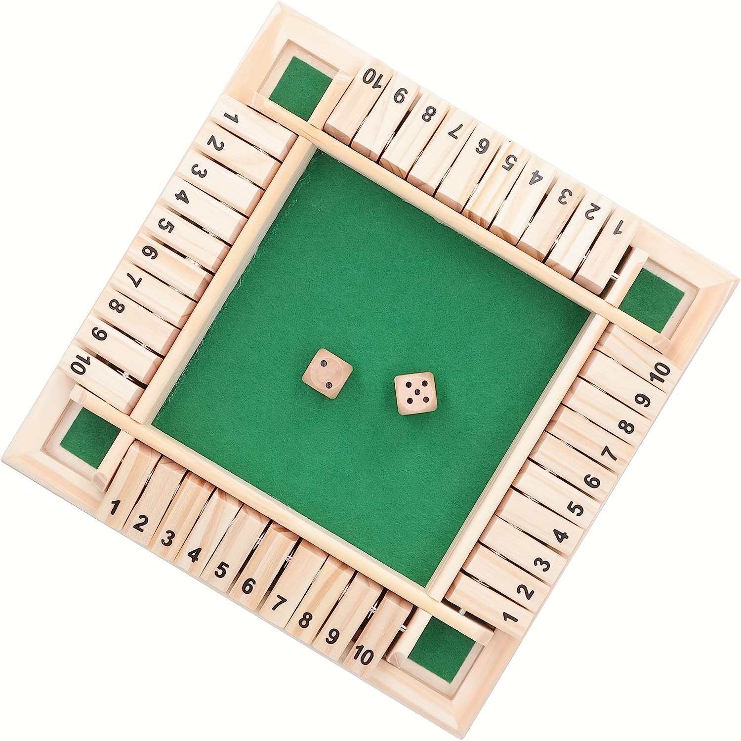 Shut The Box Jogo de Dados de Tabuleiro de Madeira, 4 Jogadores Shut The  Box Dice Game Resistência a Rachaduras Ferramentas de Aprendizagem 4 Lados