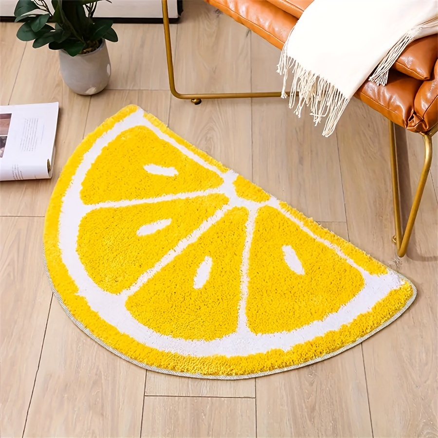 

1pc, Imitation Cashmere Orange Slice Plush Carpet, Irregular Absorbent Bathroom Mat, Cartoon Simple Fruit Pattern Floor Mat, 15.7*23.6inch