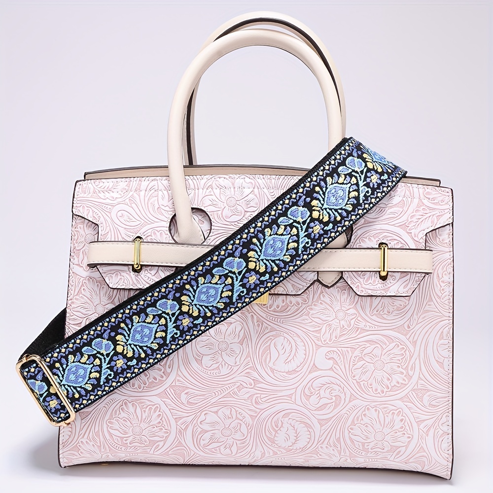 Jacquard Embroidery Adjustable Purse Strap Wide Nylon Belt