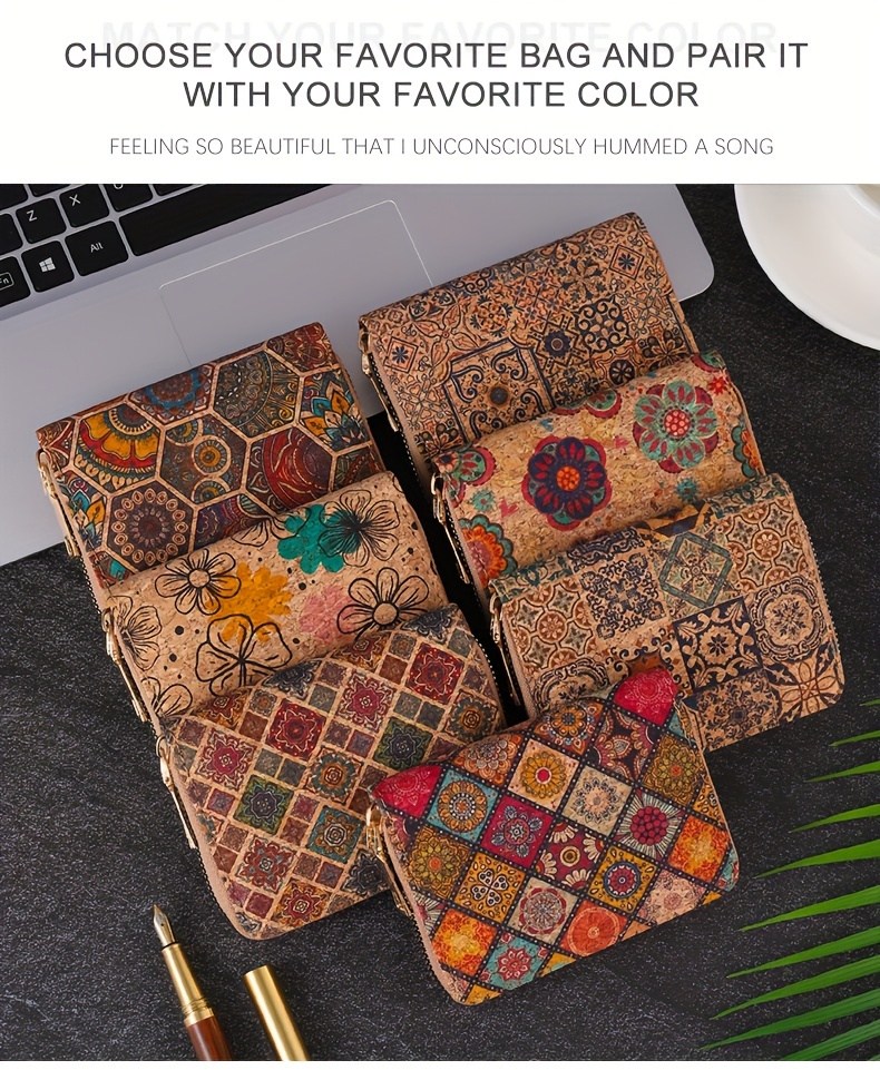 Bohemian Short Wallet Women Retro Floral Pattern Coin Purse Temu