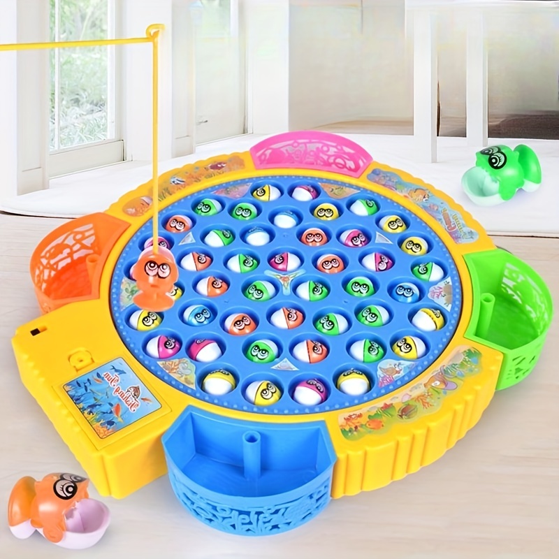 Kids Fishing Toy Electric Rotating Fishing Play Game 4 Fish Plate Set  Magnetic Outdoor Sports Toys for Children Gifts Fish Toy