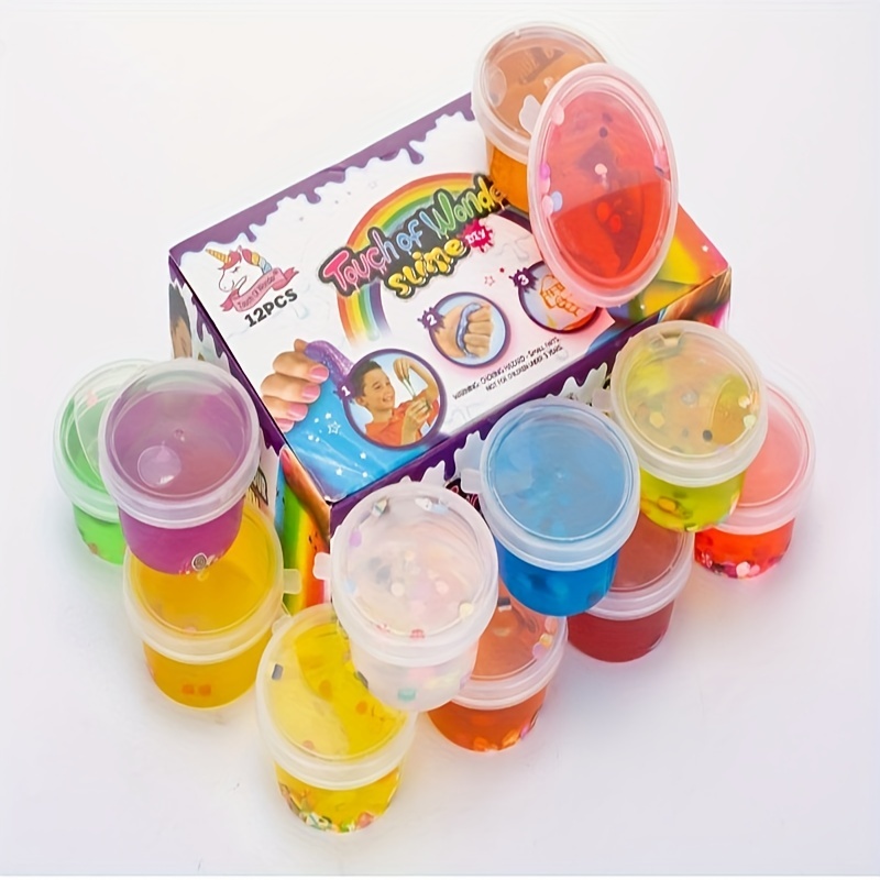 Bcloud 12Pcs Clear Slime Storage Round Plastic Box Container Foam Ball Cups  with Lids
