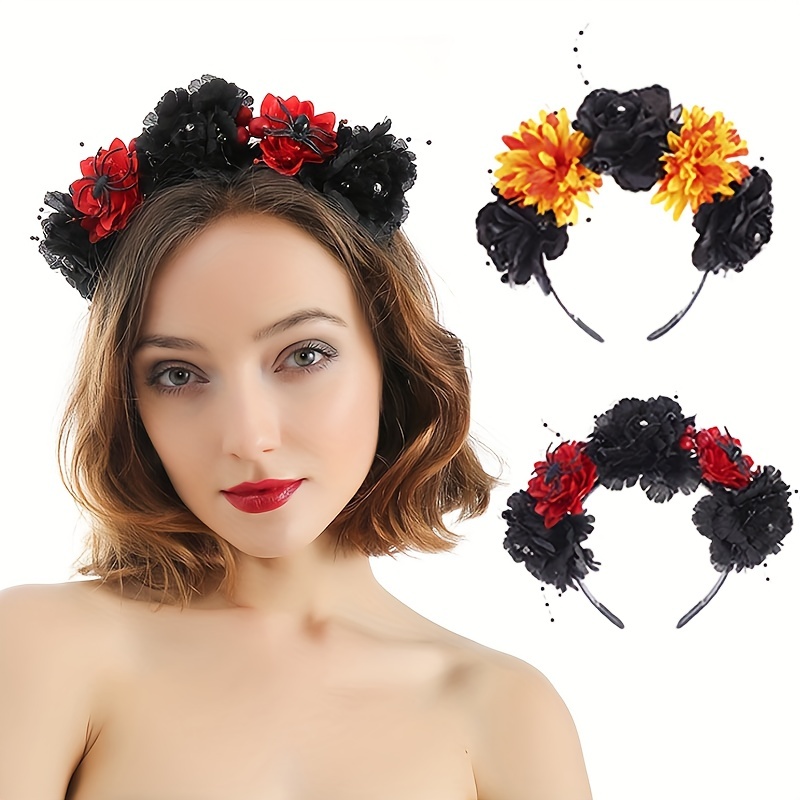 Cerchietto Capelli Fiori Halloween Copricapo Fascia Fiori - Temu Italy