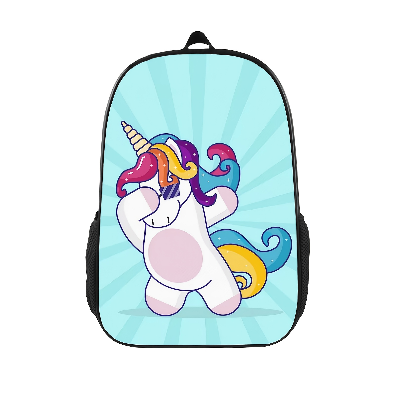 Girls Unicorn & Rainbow Pattern Lightweight Zipper Duffel Bag