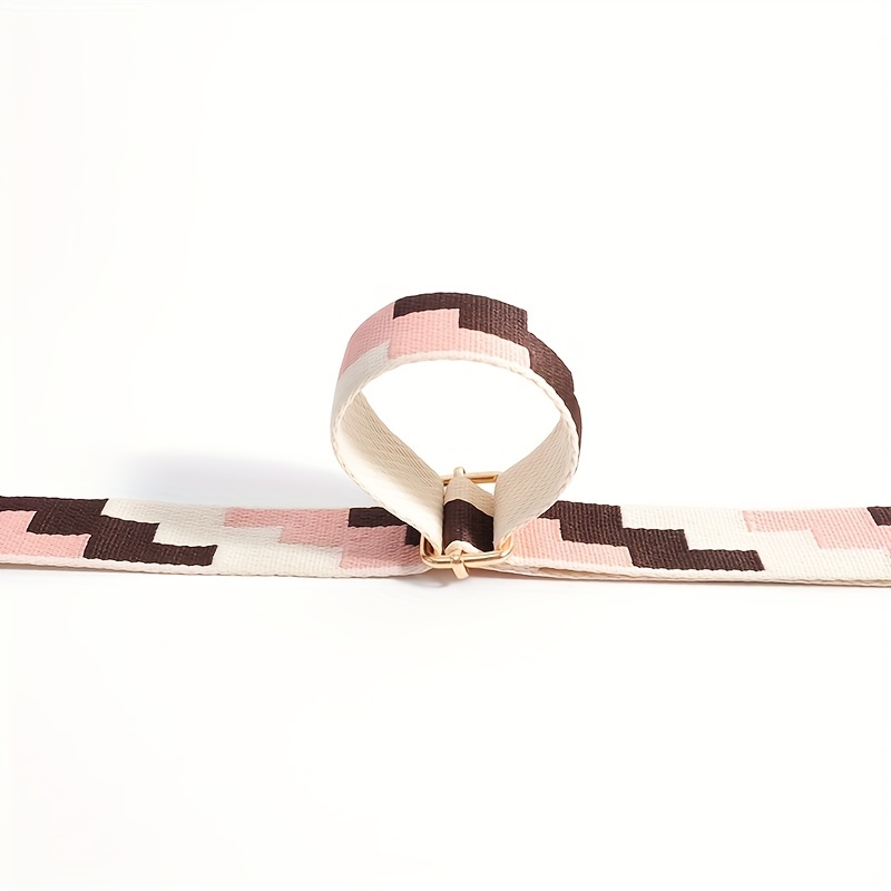 Colorblock Bag Strap Geometric Pattern Adjustable Travel Accessories