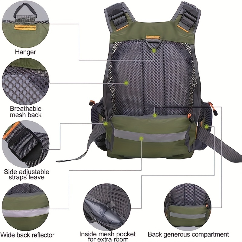 Fishing Buoyancy Vest Fly Fishing Vest Multi-pocket Breathable Mesh, Strap Fishing Vest Adjustable For Men And Womenfor Fly Bass Fishing And Outdoor Activities - Click Image to Close
