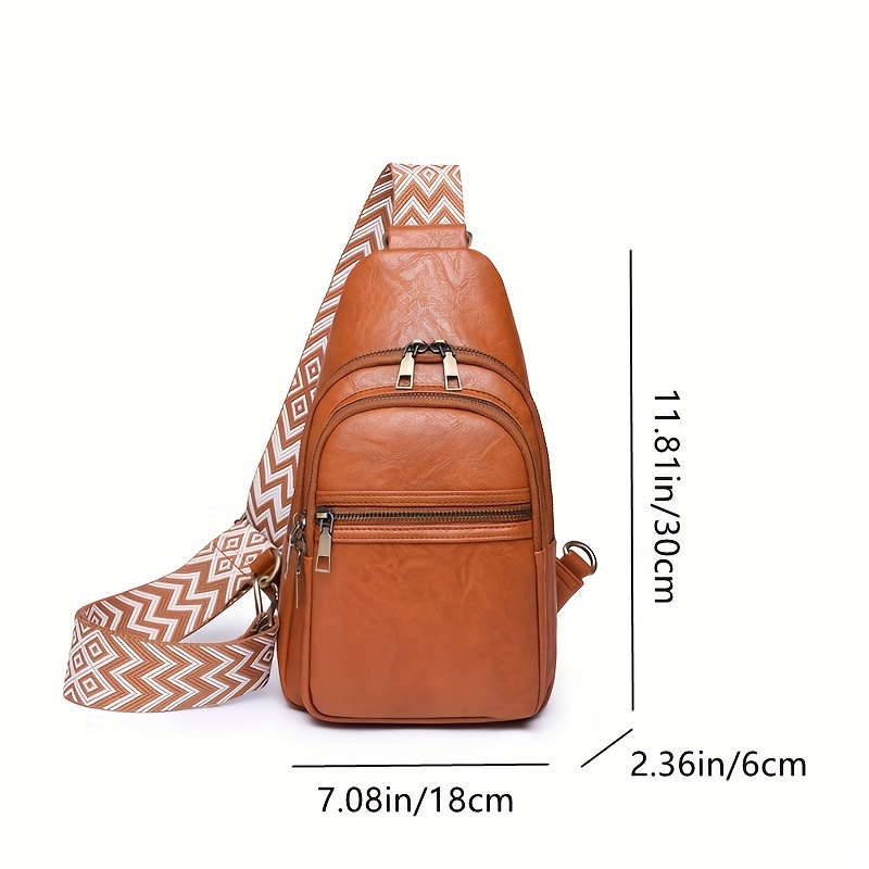 PU Leather Sling Bag Women Stylish Vintage Guitar Strap Crossbody