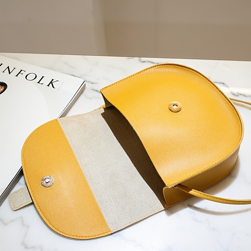 7 Inch Leather Crossbody Bag in Yellow