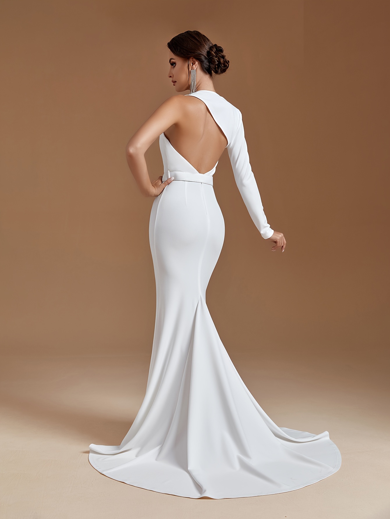 One Shoulder Backless Wedding Dress