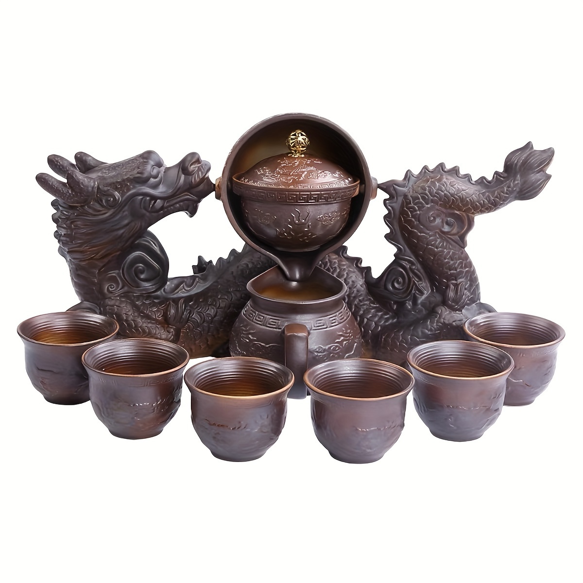 Set, Dragon Ceramic Teapot Set, Porcelain Teapot With 6pcs Teacups, Semi  Automatic Tea Maker, Lazy Kungfu Tea Set, Drinkware, Novelty Tea Gifts
