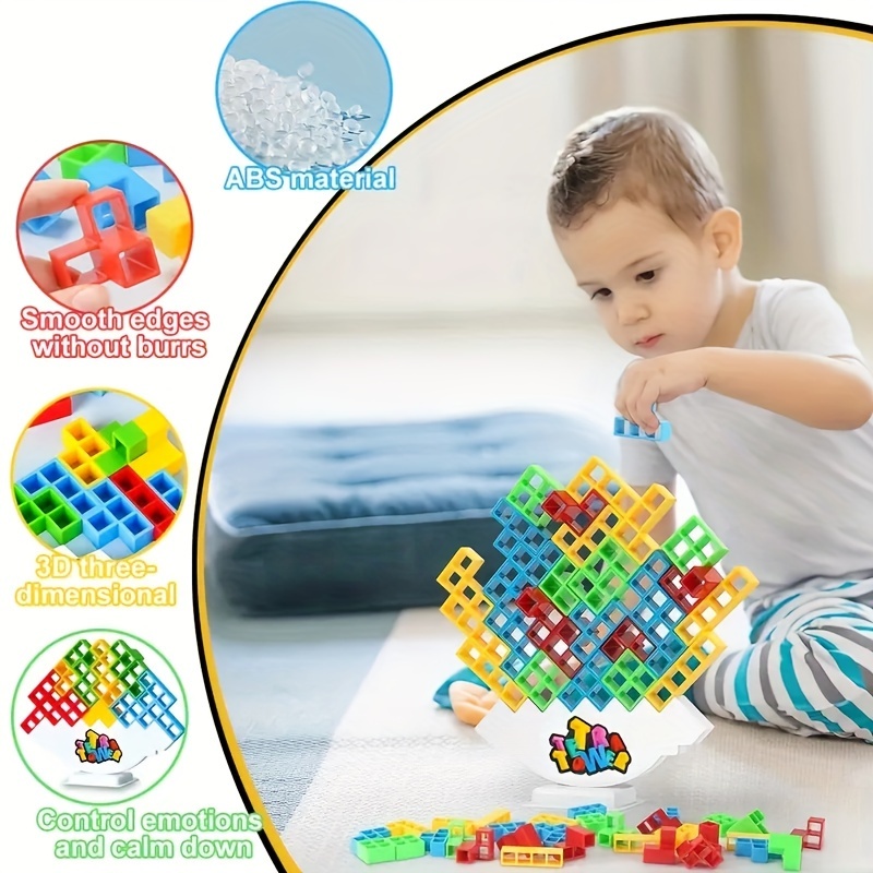 3D Tetra Tower Game Balance Building Blocks Stacking Toys Board